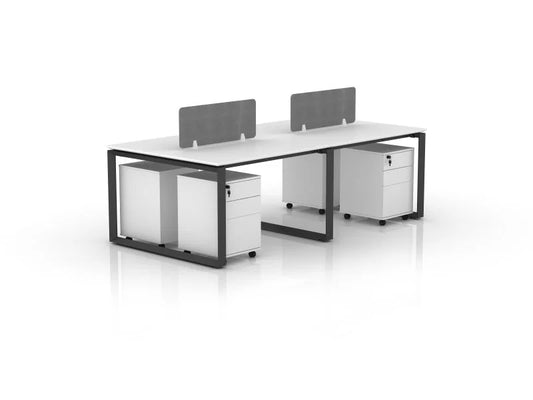 4 Person Office Workstation Table with Mobile Boxes