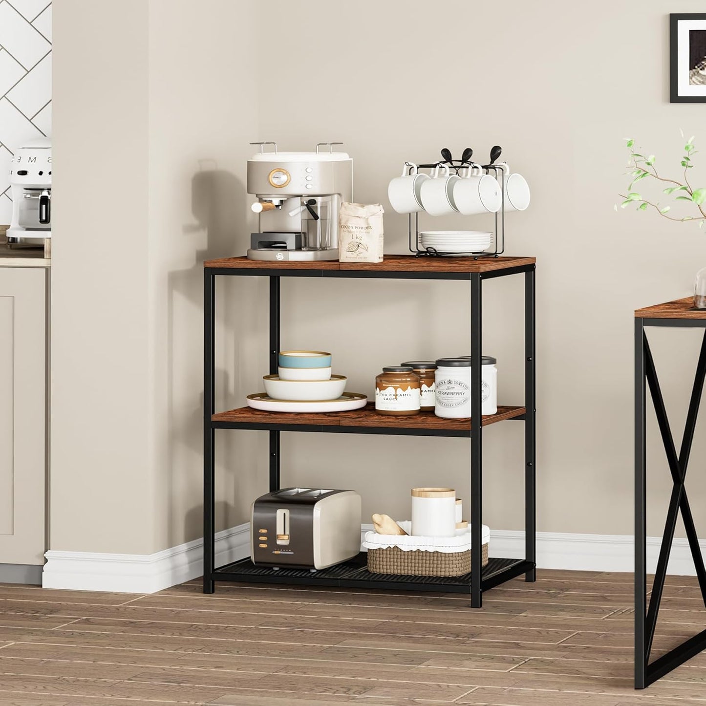 Kitchen Island with 3 Shelves, Kitchen Shelf Rack