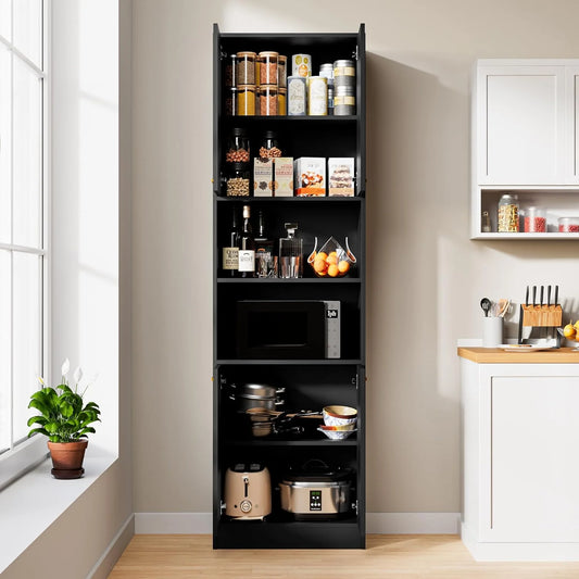 Kitchen Pantry Cabinet, Rack with Doors and Shelves