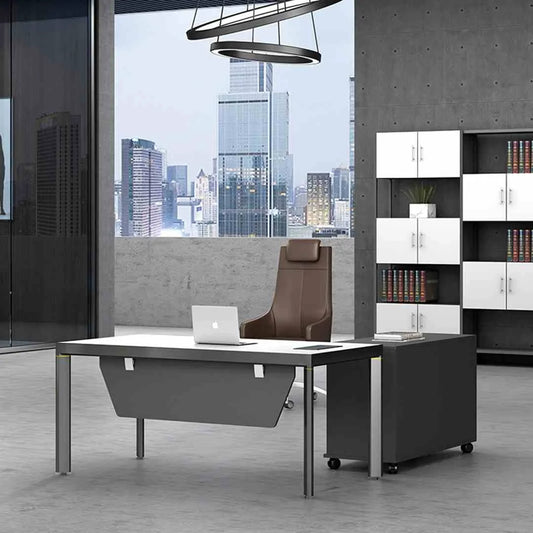 Black Manager Table with Side Rack