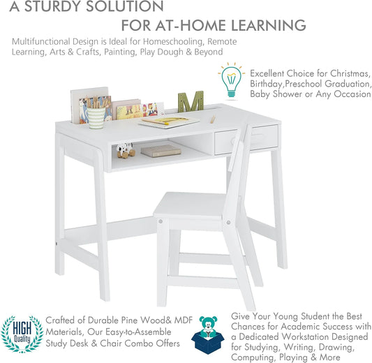 Kids Desk and Chair Set, Wooden and Iron Table Set