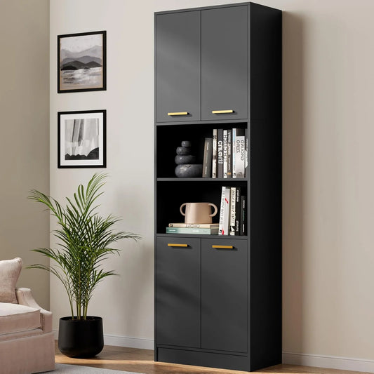 Kitchen Pantry Cabinet, Rack with Doors and Shelves