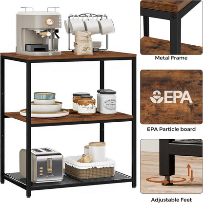 Kitchen Island with 3 Shelves, Kitchen Shelf Rack