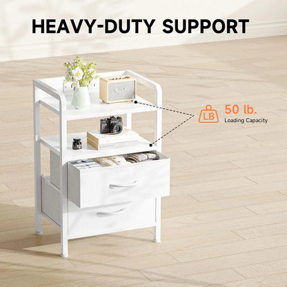 Nightstand with Charging Station & LED Light Strip