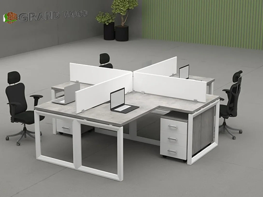 Workstation X for 4 person with Drawers Box