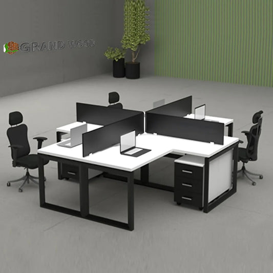 Workstation X for 4 person with Drawers Box